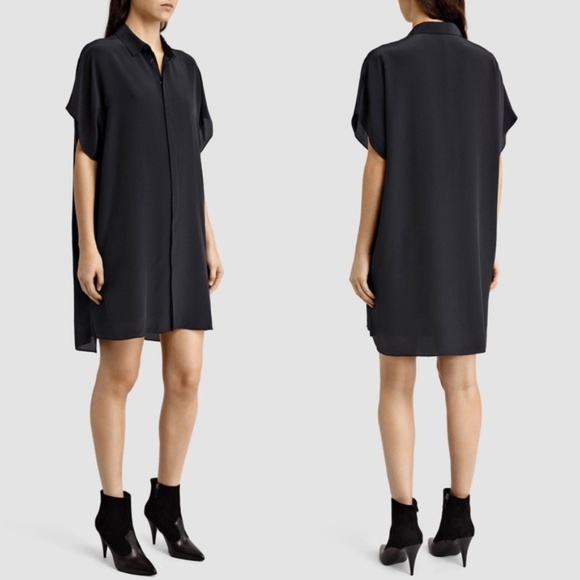 silk button down shirt dress